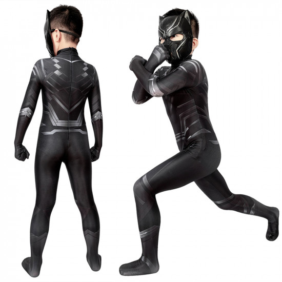 Civil War T'Challa Black Panther Kids 3D Jumpsuit Civil War T'Challa Black Panther Kids 3D Jumpsuit