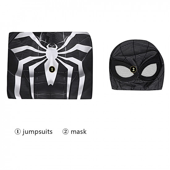 Spider-Man Miles Morales Symbiote Black Suit Jumpsuit Spider-Man Miles Morales Symbiote Black Suit Jumpsuit