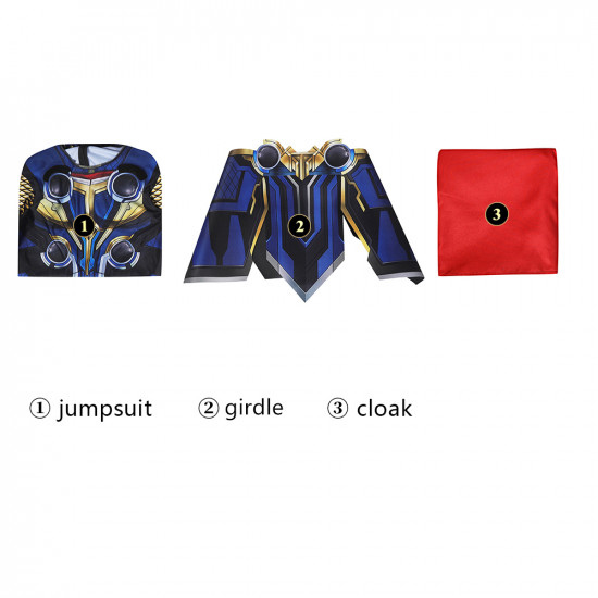 Thor Love and Thunder Thor Cosplay Kids Jumpsuit with Cloak Thor Love and Thunder Thor Cosplay Kids Jumpsuit with Cloak